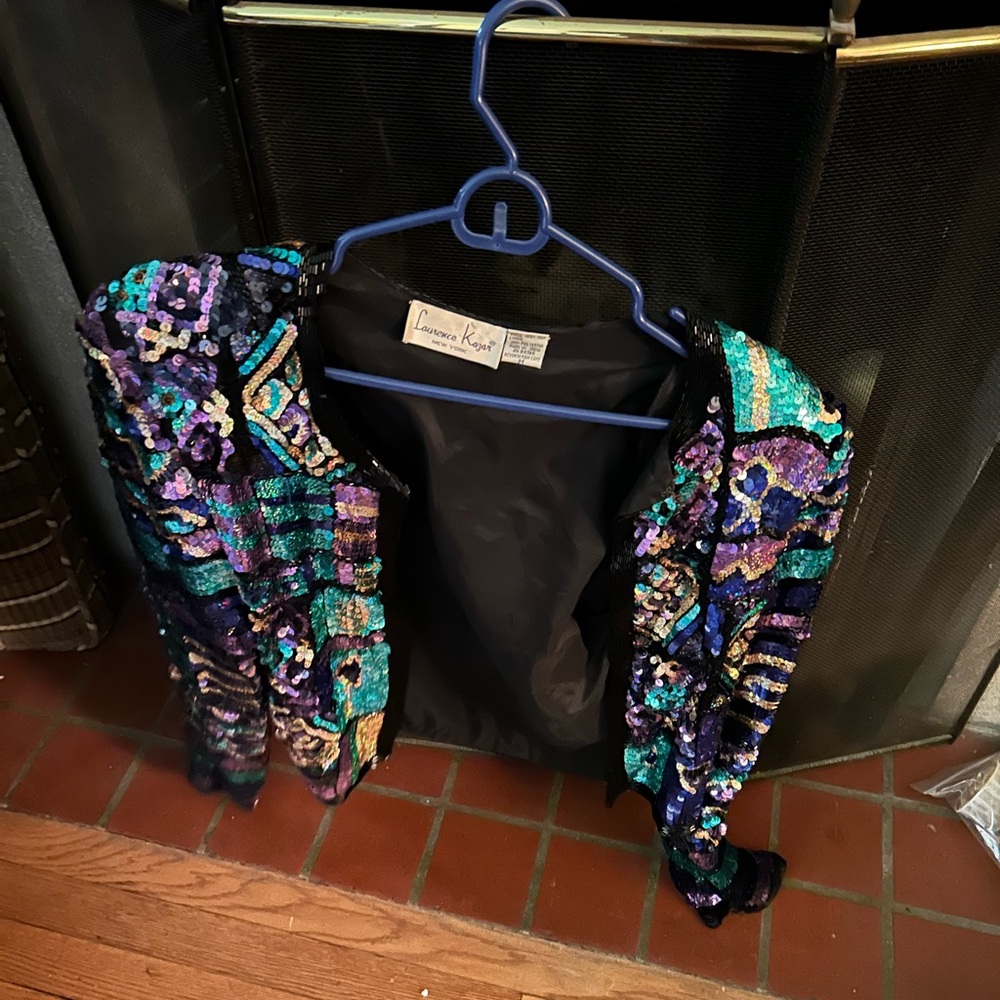 Laurence Kazar Black, Purple, and Green Sequin Blazer